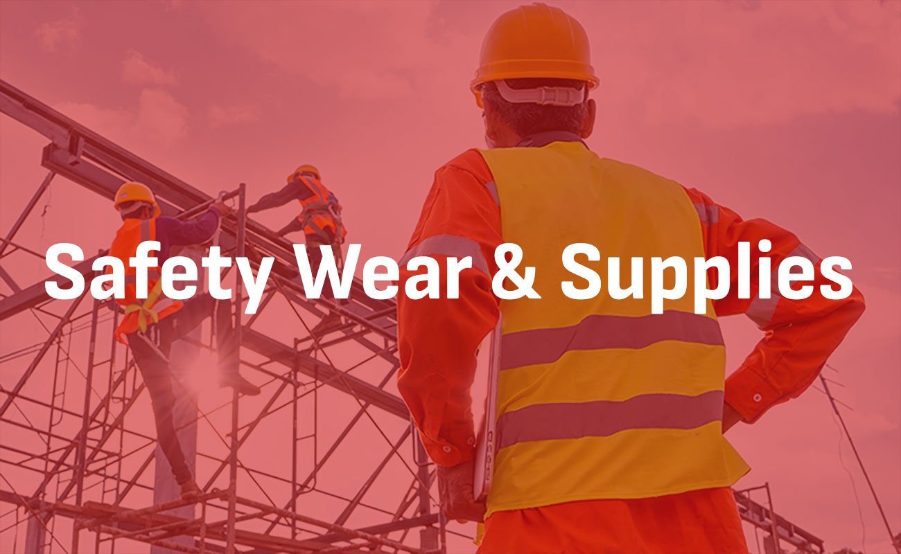 Safety Wear & Supplies teaser with people in the background working Safety Wear & Supplies teaser with people in the background working