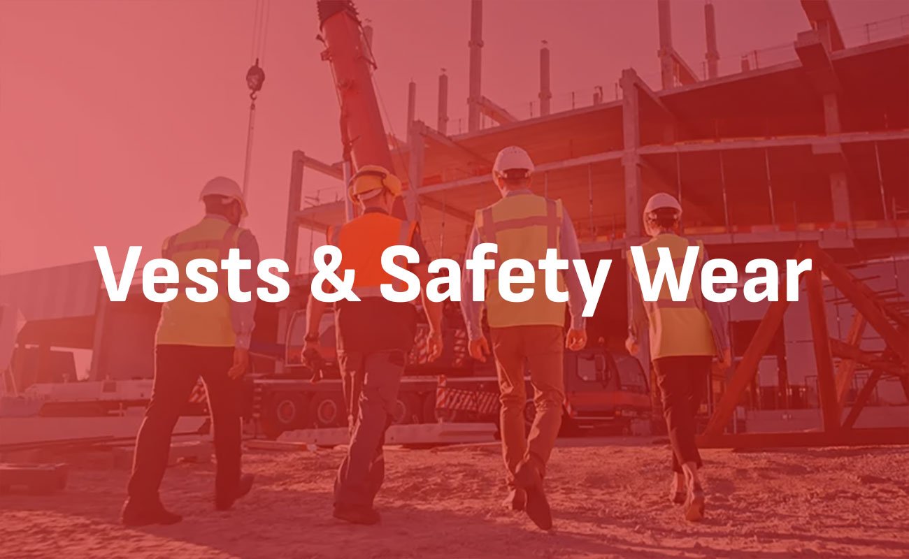 Vests & Safety Wear teaser with four people in the background wearing safety vests Vests & Safety Wear teaser with four people in the background wearing safety vests