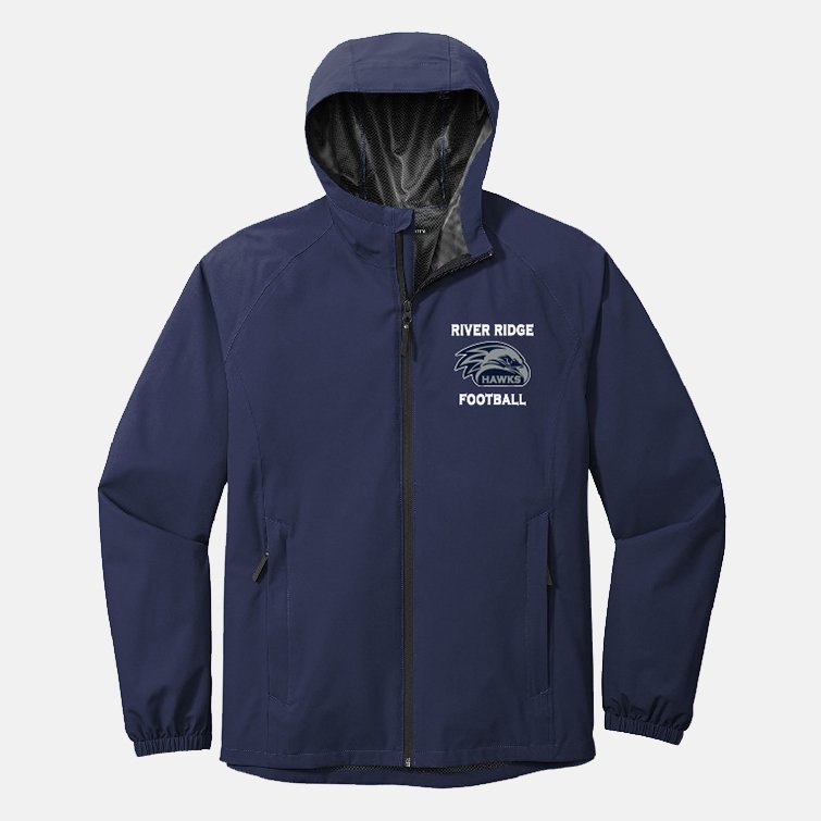 River Ridge High School Football Full Zip Rain Jacket | View: Front | Color: Navy