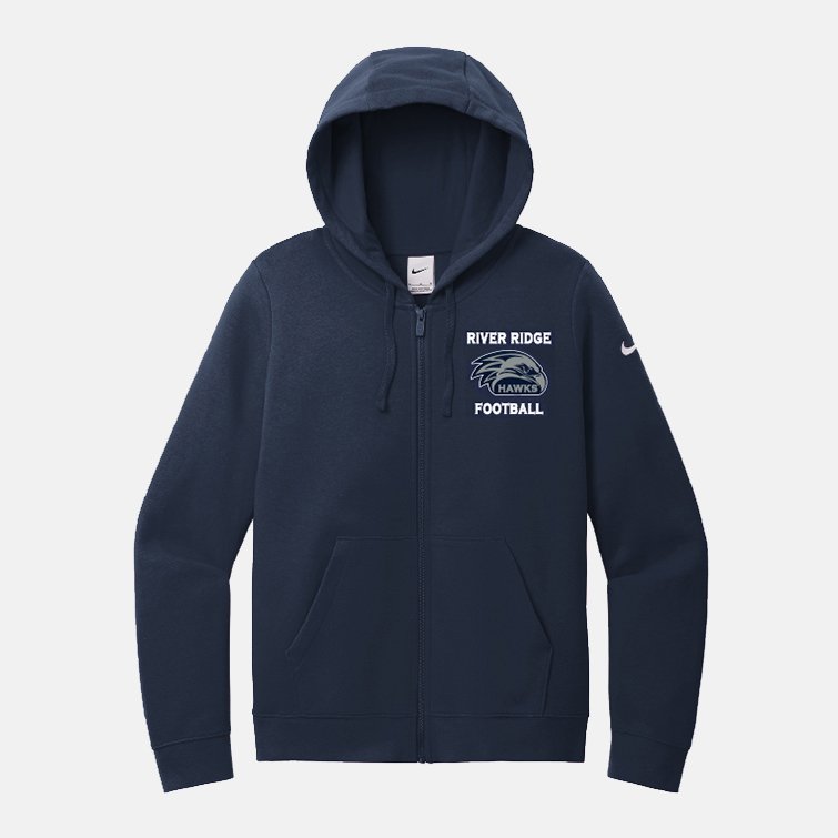 River Ridge High School Football Women's Nike Full Zip Hoodie | View: Front | Color: Navy