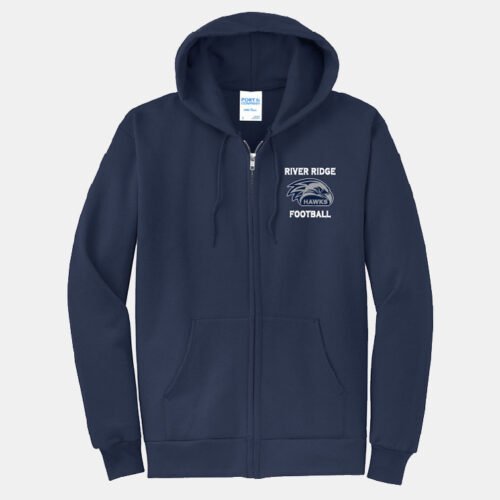 River Ridge High School Football Full Zip Hoodie | View: Front | Color: Navy