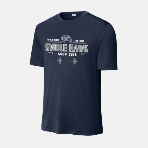 River Ridge High School Football Swole Hawk Shirt - 500# Club | View: Front | Color: Navy
