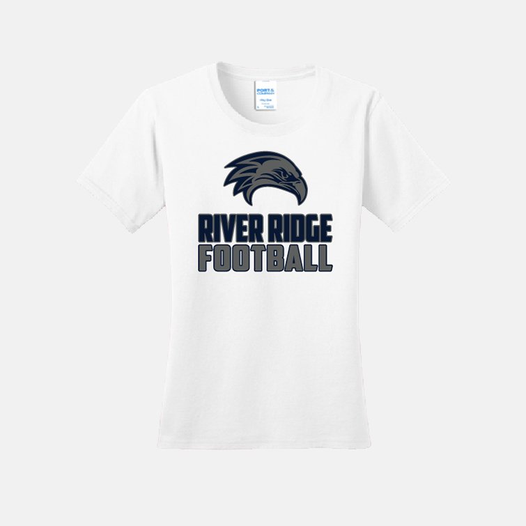 River Ridge High School Football Women's Shirt | View: Front | Color: White