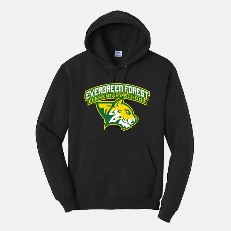 Evergreen Forest Elementary Hoodie | View: Front | Color: Black