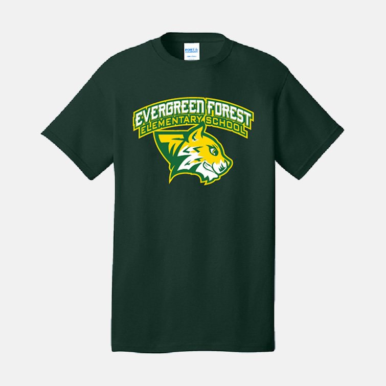 Evergreen Forest Elementary Shirt | View: Front | Color: Forest Green