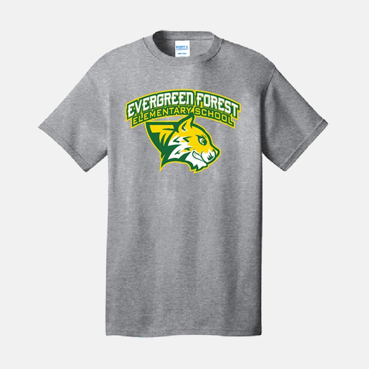 Evergreen Forest Elementary Shirt | View: Front | Color: Heather Gray