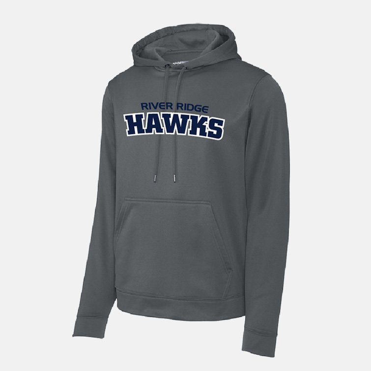 River Ridge Hawks Bold Dri-Fit Hoodie | View: Front | Color: Smoke Gray