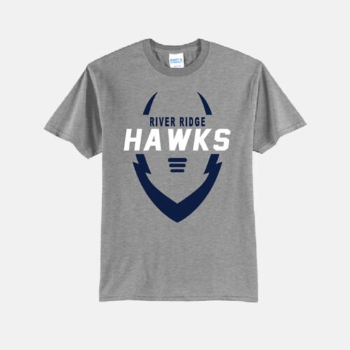 River Ridge Hawks Football Shirt | View: Front | Color: Heather Gray