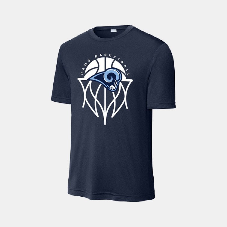 Rams Basketball Dri-Fit Shirt | View: Front | Color: Navy