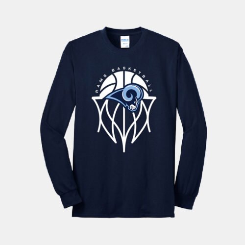Rams Basketball Long Sleeve Shirt | View: Front | Color: Navy