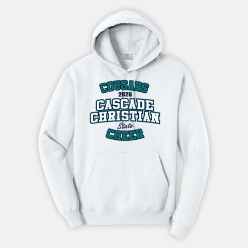 Cascade Christian Cheer State Hoodie | View: Front | Color: White