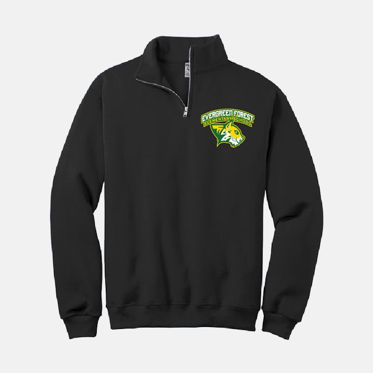 Evergreen Forest Elementary 1/4 Zip Sweatshirt | View: Front | Color: Black