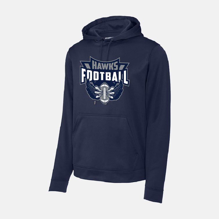 TCYFL Hawks Football Claws Dri-Fit Hoodie | View: Front | Color: Navy