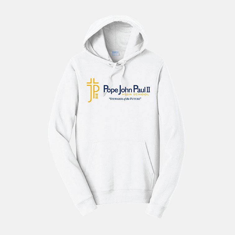 Pope John Paul II High School Hoodie | View: Front | Color: White