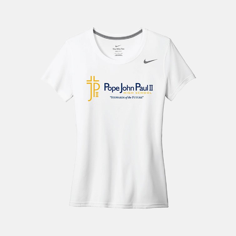 Pope John Paul II High School Women's Nike Legend Shirt | View: Front | Color: White