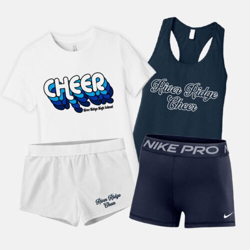 River Ridger High School Cheer Camp Pack - Shirt, Tank, Soffe Short & Nike Short