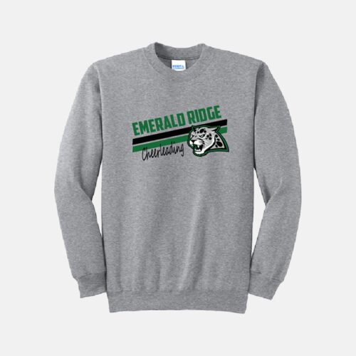 Emerald Ridge High School Cheer Crewneck Sweatshirt | View: Front | Color: Heather Grey