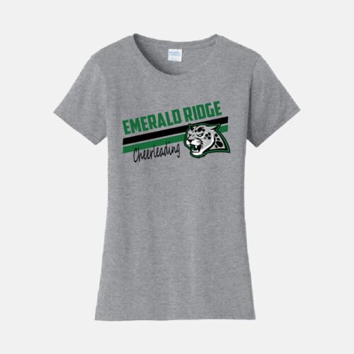 Emerald Ridge High School Cheer V-Neck Shirt | View: Front | Color: Heather Grey