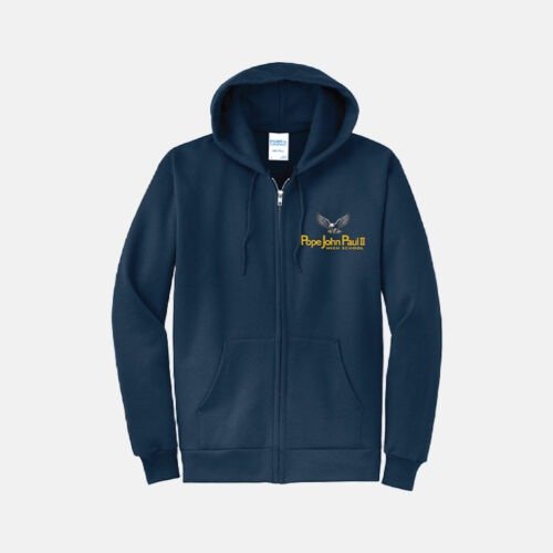Pope John Paul II High School Full Zip Hoodie | View: Front | Color: Navy