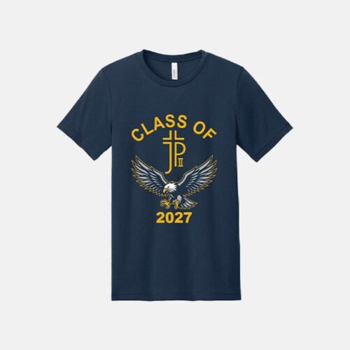 Pope John Paul II High School Class of 2027 Grad Shirt | View: Front | Color: Navy