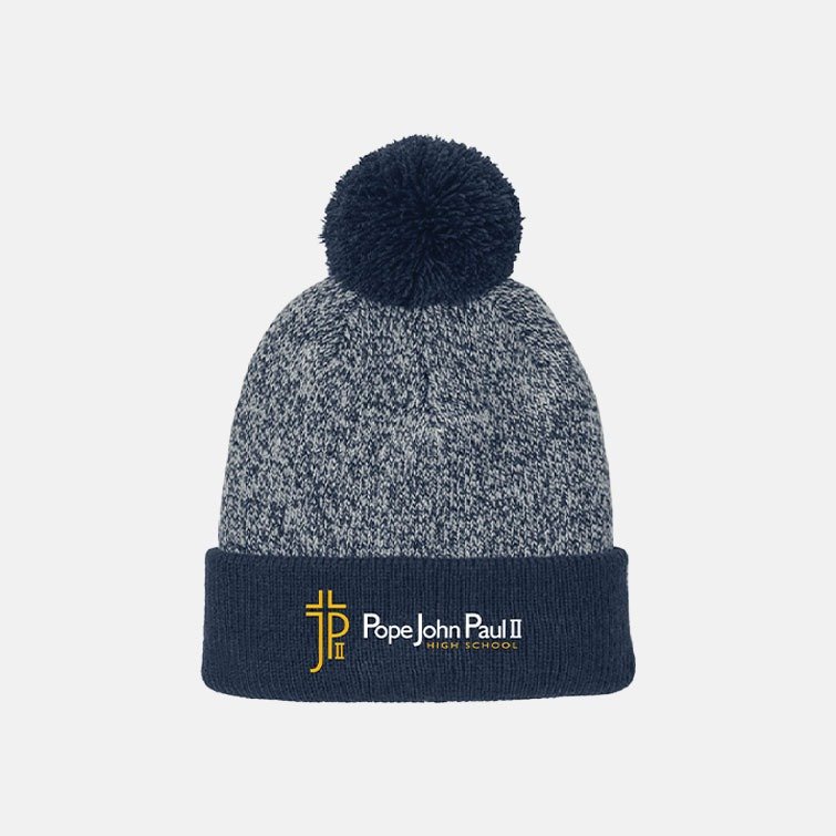 Pope John Paul II High School Pom Beanie | View: Front | Color: Navy