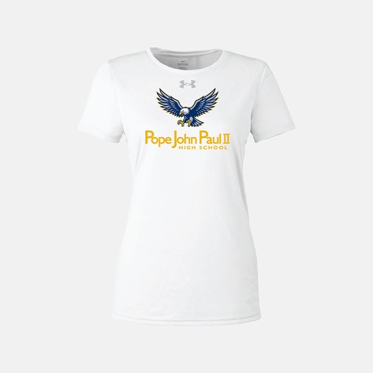 Pope John Paul II High School UA Tech Shirt | View: Front | Color: White