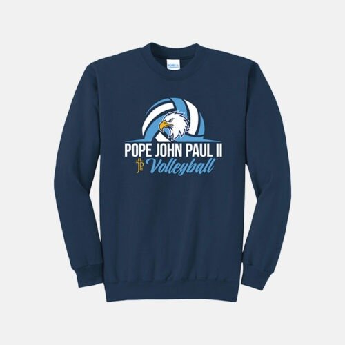 Pope John Paul II High School Volleyball Crewneck Sweatshirt | View: Front | Color: Navy
