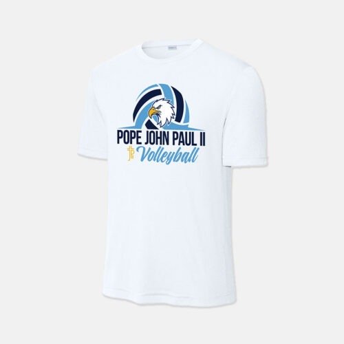 Pope John Paul II High School Volleyball Dri-Fit Shirt | View: Front | Color: White