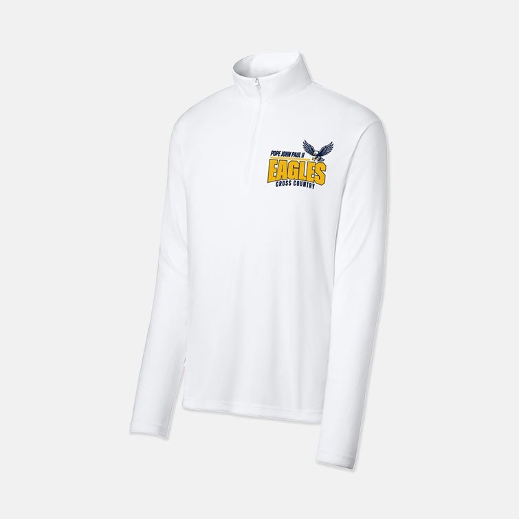 Pope John Paul II High School Cross Country Dri-Fit 1/4 Zip | View: Front | Color: White
