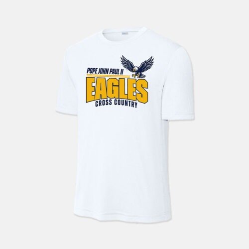 Pope John Paul II High School Cross Country Dri-Fit Shirt | View: Front | Color: White