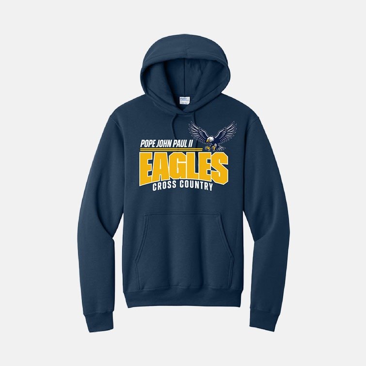 Pope John Paul II High School Cross Country Hoodie | View: Front | Color: Navy