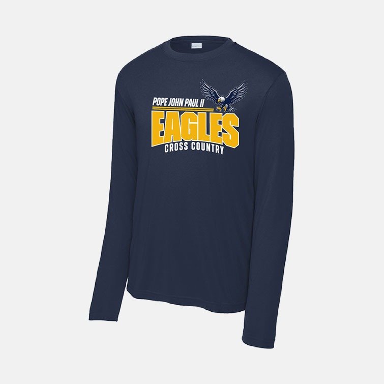 Pope John Paul II High School Cross Country Long Sleeve Dri-Fit Shirt | View: Front | Color: Navy