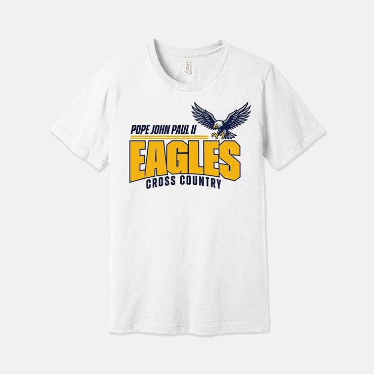 Pope John Paul II High School Cross Country Shirt | View: Front | Color: White