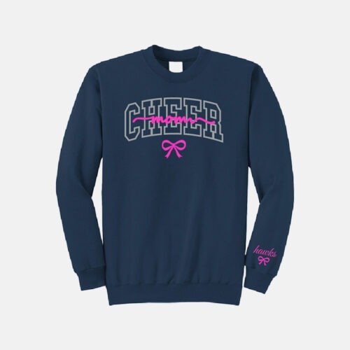 TCYFL Hawks Cheer Mom Sparkle Crewneck Sweatshirt | View: Front | Color: Navy
