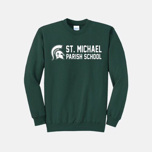 St. Michael Parish School Crewneck | View: Front | Color: Forest Green