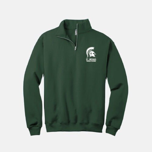 St. Michael Parish School 1/4 Zip | View: Front | Color: Forest Green