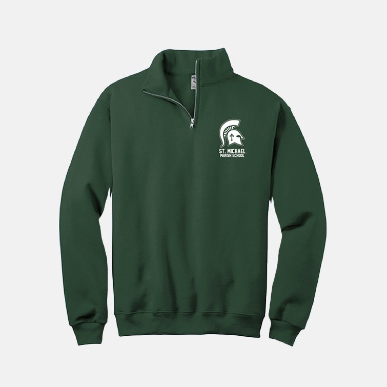 St. Michael Parish School 1/4 Zip | View: Front | Color: Forest Green