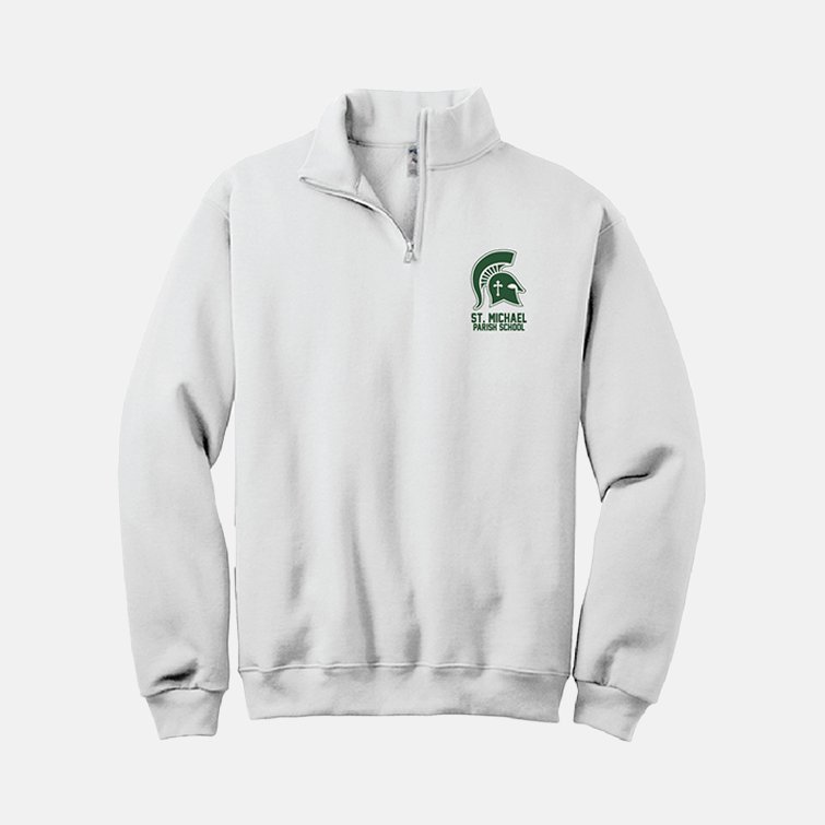St. Michael Parish School 1/4 Zip | View: Front | Color: White